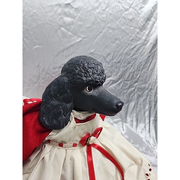 Vtg Shelve Sitter Black Poodle Doll 21” Stuffed Body Ceramic Head And  Feet - Picture 6 of 10